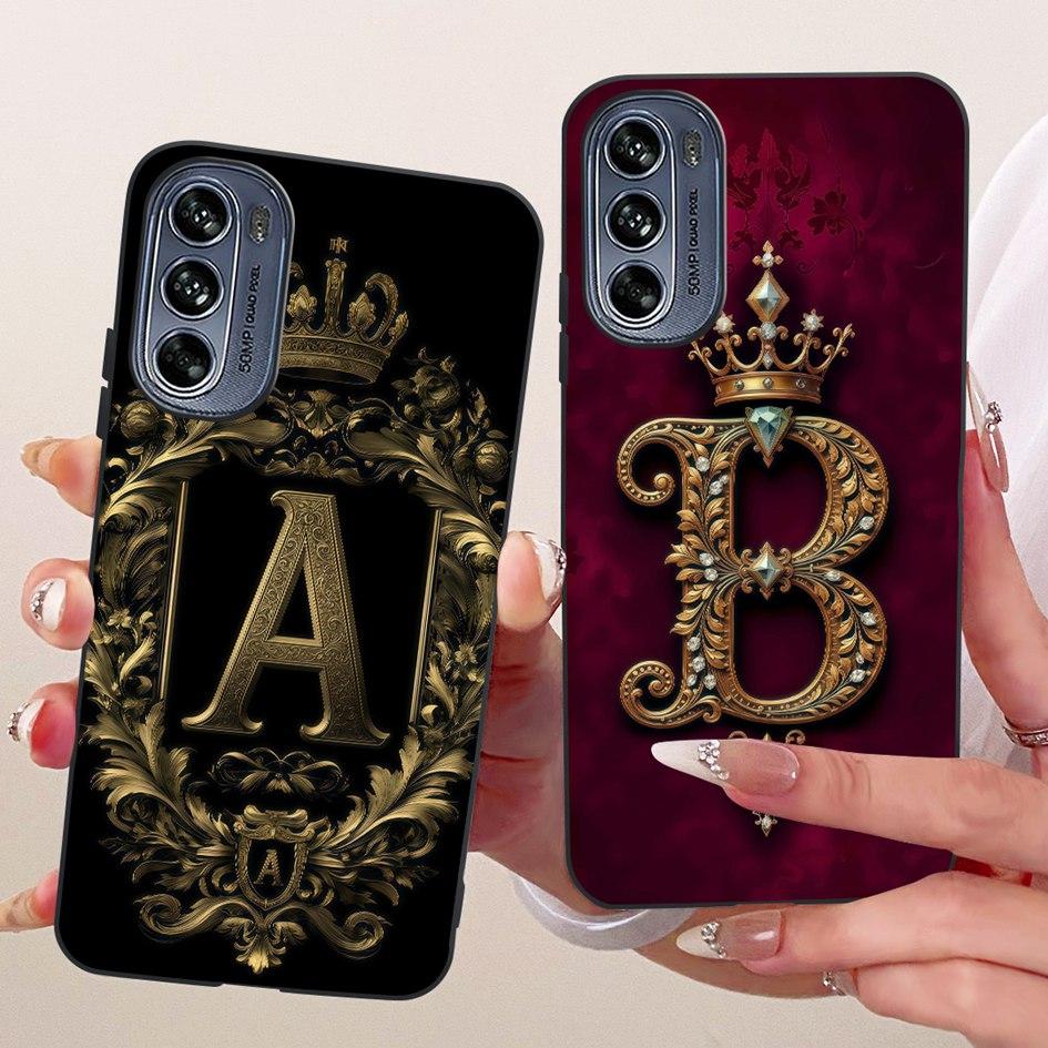 Case For Motorola Moto G62 5G G42 G32 G22 4G Cover Luxury Crown Letters Soft Black Silicone Shockproof Bumper on MotoG62 5G Capa