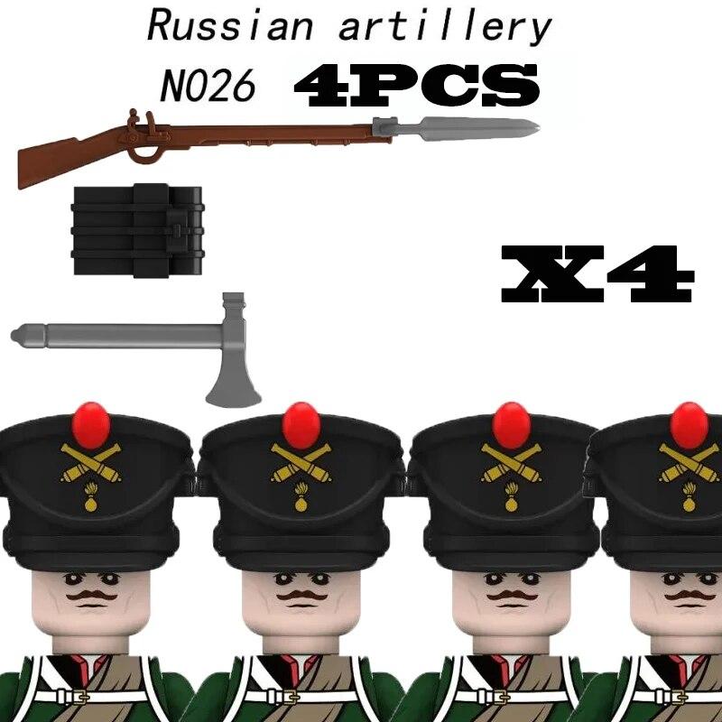 Napoleonic Wars Military Soldiers Building Blocks Medieval Army Figures Russian Ukraine Knights Infantry Weapon Bricks Kids Toys