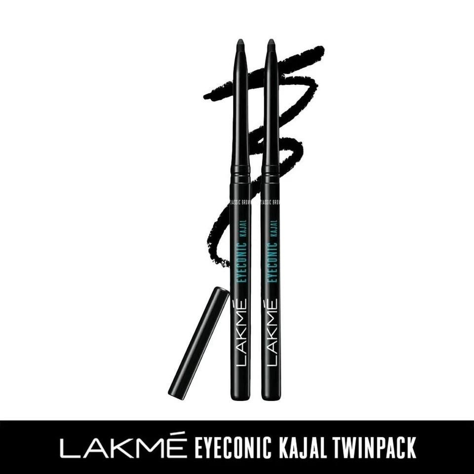 Lakme Eyeconic Kajal Eyeliner Deep Black Smugged Proof Twin Pack 0.35g Each
