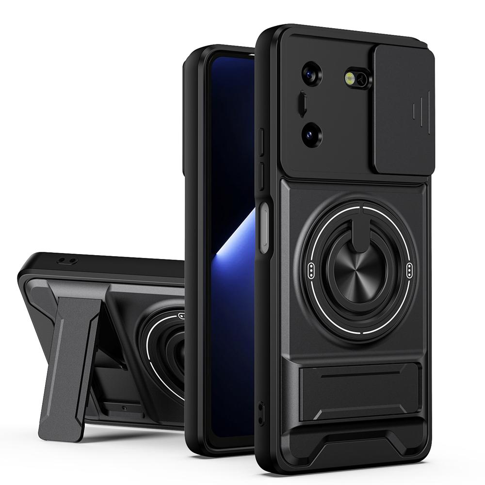 KEYSION Magnetic Phone Case for TECNO Pova 5 5 Pro 5G Slide Camera Lens Protection Upright Kickstand Ring Shockproof Back Cover