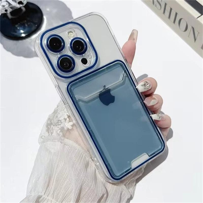 Роскошный кошелек-картхолдер, прозрачный чехол для iPhone17 16 15 14 Plus 13 12 11 Pro Max, отделение для фото, мягкий силиконовый противоударный чехол