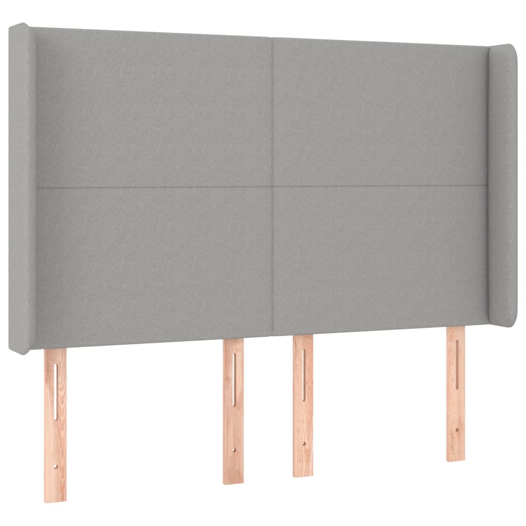 Box Spring Bed with Mattress & LED Lights Light Grey 140 x 190 cm Fabric