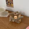 Pastoral Style Wooden Candle Holder Decorative Ornaments for Wedding Party Birthday Home Table Decoration Romantic Candlesticker