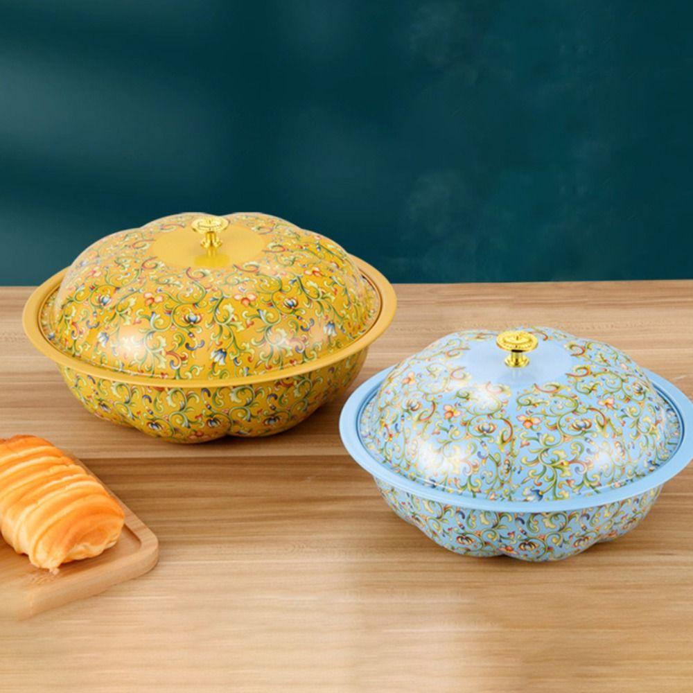 Large Capacity Floral Pot with Lid 30cm Food Tray Bowl Basin For Buffet and Raya Celebrations