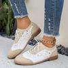 Spring and Autumn New Flat-soled Single Shoes Women's Round Head Brock Carved Lace-up Casual Shoes