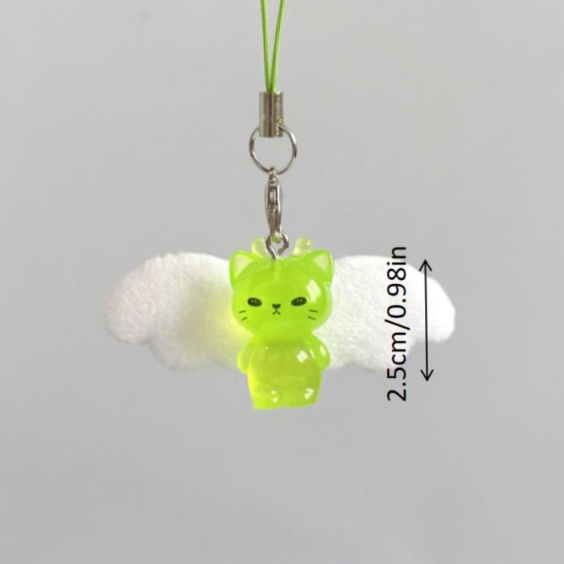 Cute Luminous Alien Cat Keychain Resin Mobile Phone Pendant Bag Charm Backpacks Purses Pendant Party Gift