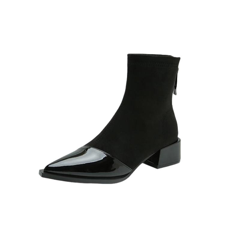 Модные женские замшевые ботильоны с острым носком, модные туфли на среднем каблуке, женская обувь 2025 года, элегантные зимние готические туфли-лодочки, ботинки челси Mujer