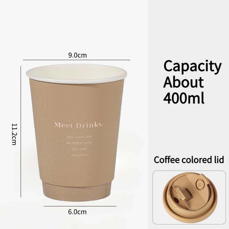 Environmentally Friendly Thickened Paper Cup Hot Stamping Coffee Cups Anti Scalding Hot Drink Cup with Lid Sealed Anti-seepage Disposable Cups