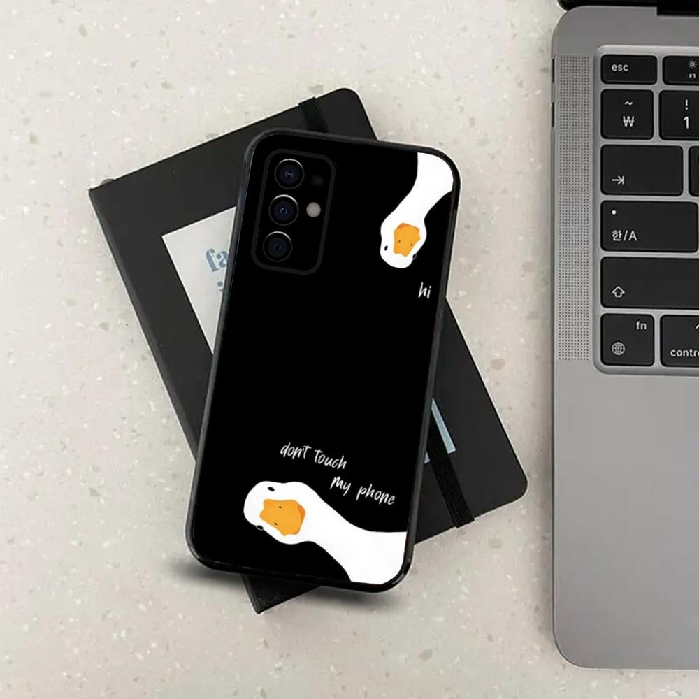 Мультяшный забавный утенок Чехол для телефона Samsung S24,S21,S22,S23,S30,Ultra,S20,Plus,Fe,Lite,Note,10,9,5G Черный Мягкий Чехол