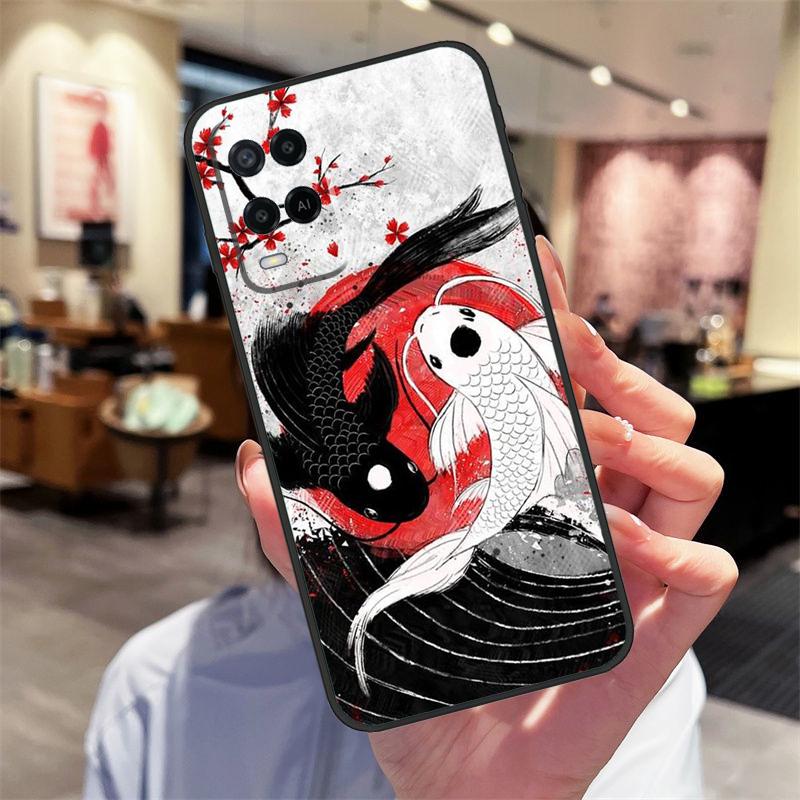 Чехол-книжка с изображением рыбы Кои Инь-Ян для Oppo A40 A60 A80 A18 A38 A58 A78 A98 A16 A76 A96 A15 A17 A77 A74 A94 A54 A57S