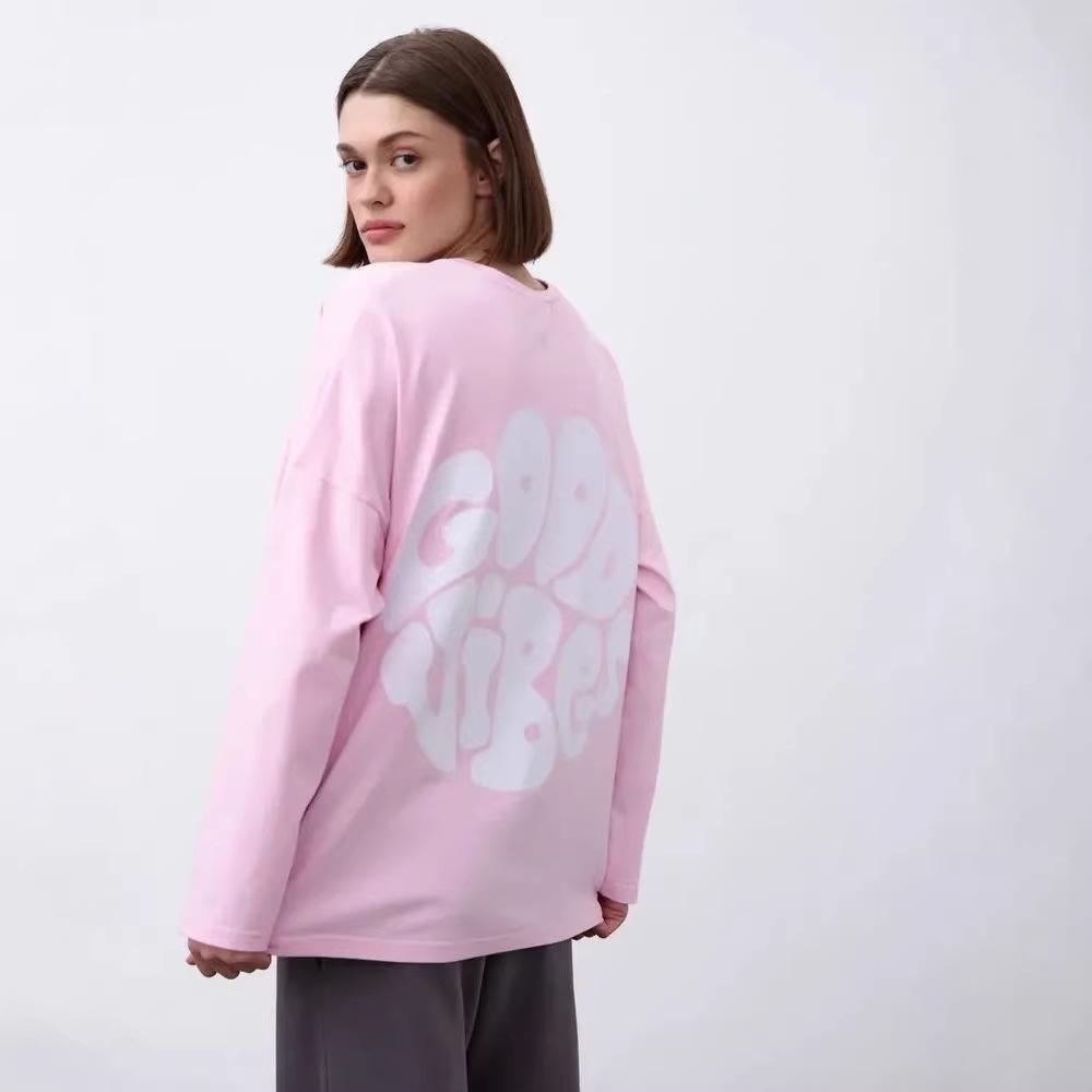 2025 American Print Loose Fit 100% Cotton T-shirt - Long & Short Sleeves, Versatile, High Quality