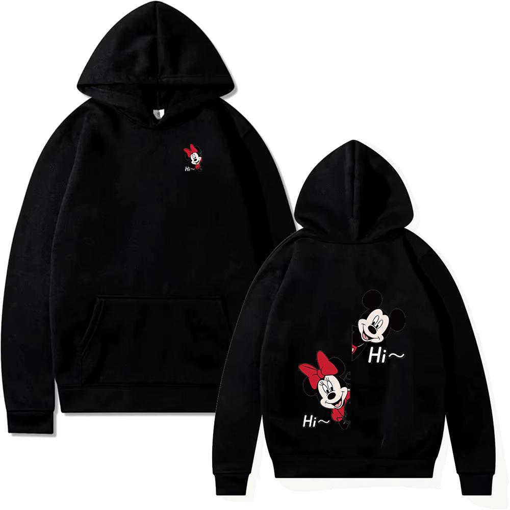 2025 Disney Donald Duck Printed Hoodie New Fashion Men's Women's Black Pullover Sportswear Casual Loose Hooded Pocket