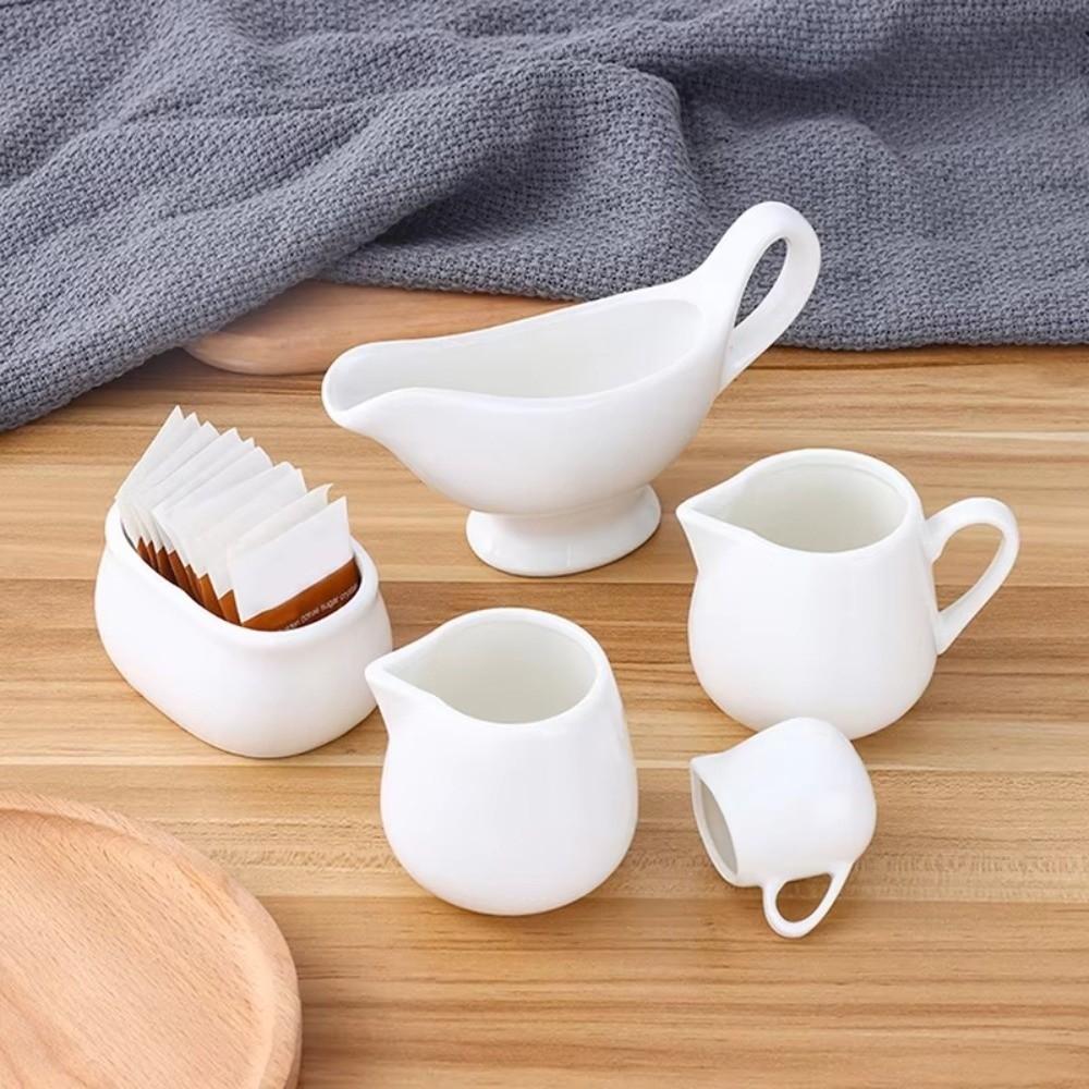 1pc Single Unit Ceramics Creamer Container White Color Ceramics Cup Pitcher Tableware Use