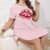 Ночная рубашка больших размеров, женская домашняя одежда с короткими рукавами, летнее повседневное короткое платье с круглым вырезом и принтом