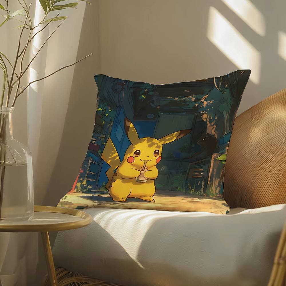 Pokemon Gaming Room Anime Plush Pillow Cover Soft Short Plush Cushion Cover For Sofa Bedroom Home Decor Gift