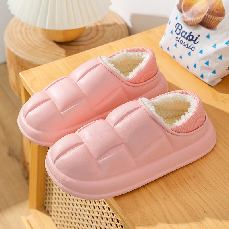 New Winter Home Waterproof Cotton Shoes for Women Men Warm Ankles Plush Cozy Slides Indoor Outdoor Soft Sole Wrap Heels Slippers