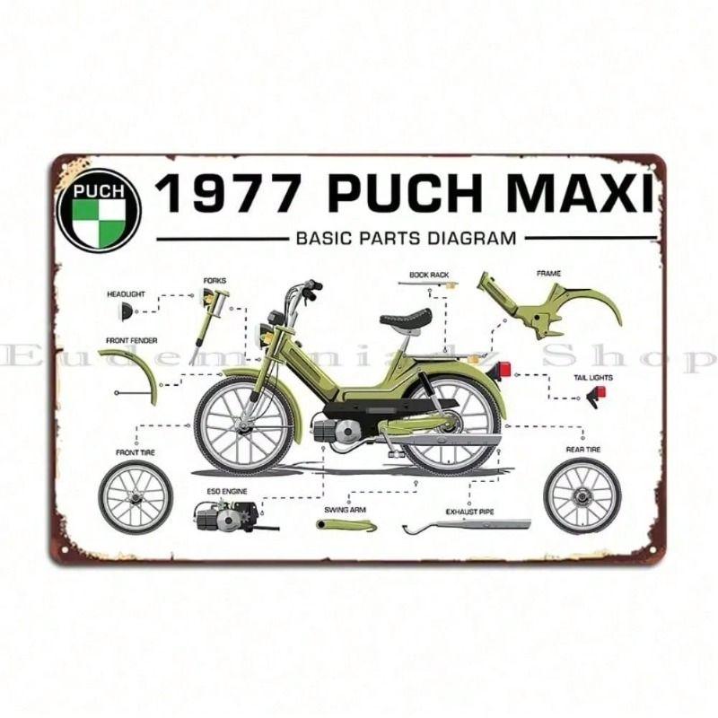 Металлическое Настенное Искусство Puch Maxi 1977 Схема Деталей Постер Декор Бара