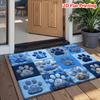 2D Flat Printing, 1pc Healing Blue Pet Paw Print Mat, Fleece Material, | Suitable for Bedroom, Kitchen, Dining Room, Bathroom, Etc., Machine Washable,