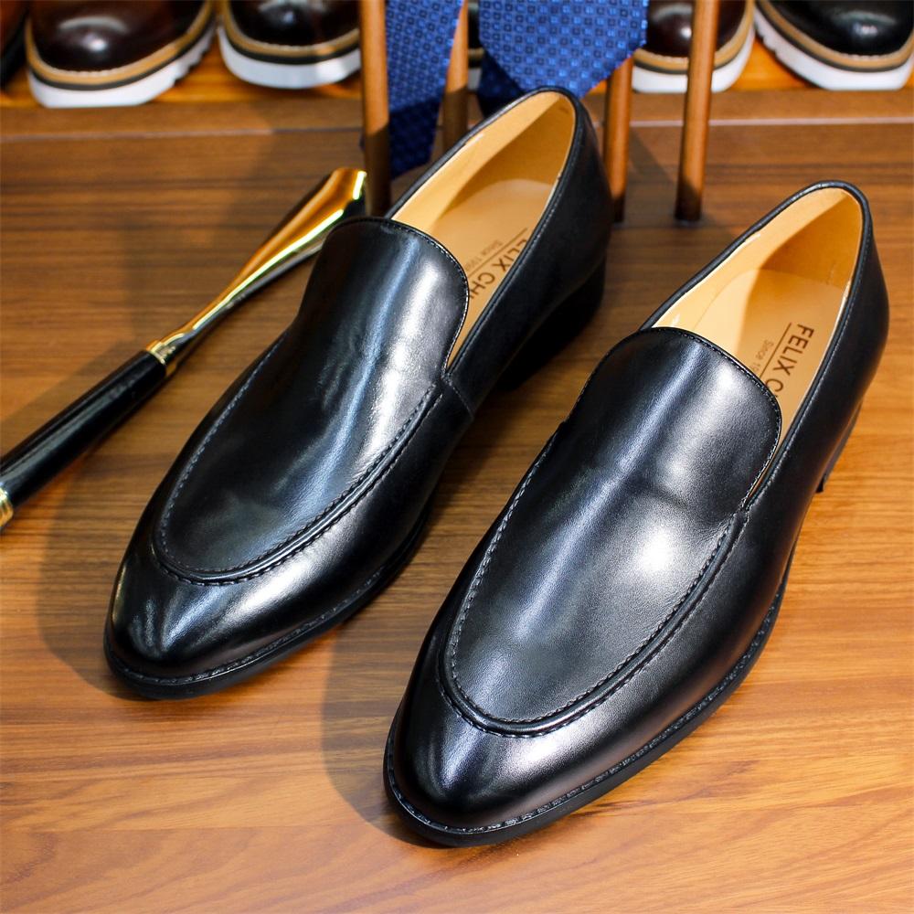Fashion Handmade Genuine Leather Men's Loafers Pointed Toe Fashion Shoes for Social Formal Wedding Dress Pure Style