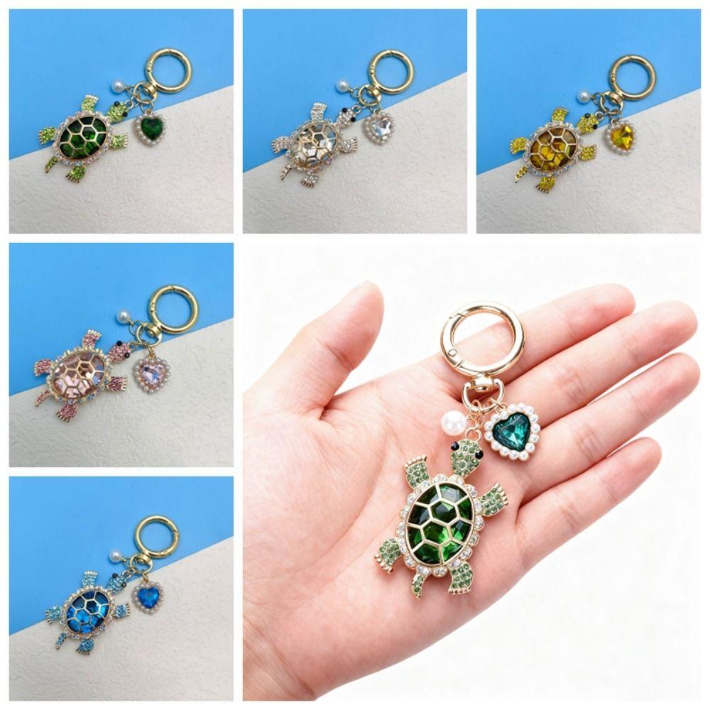 Colorful Turtle Keychain Imitation Pearl Ocean Hanging Pendant Marine Turtle Pendant Bag Pendant