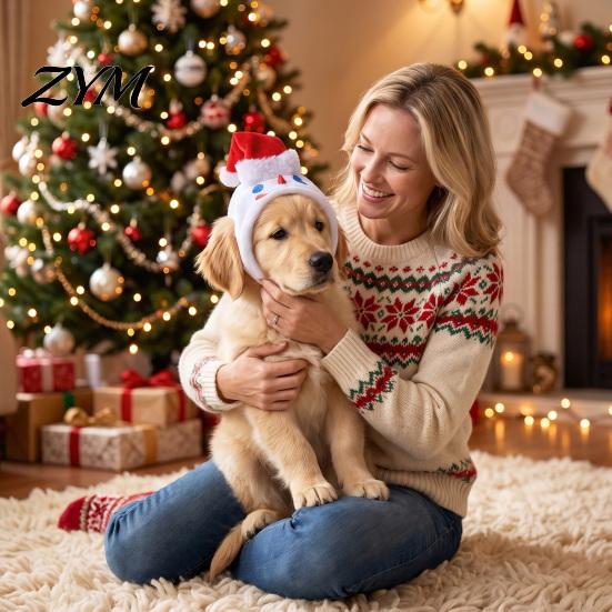 Snowman Pet Headwear Christmas Hat for Cats And Small to Medium Dogs, Soft Holiday Gift Pets Plush Festive Costume Accessory with Embroidered Details