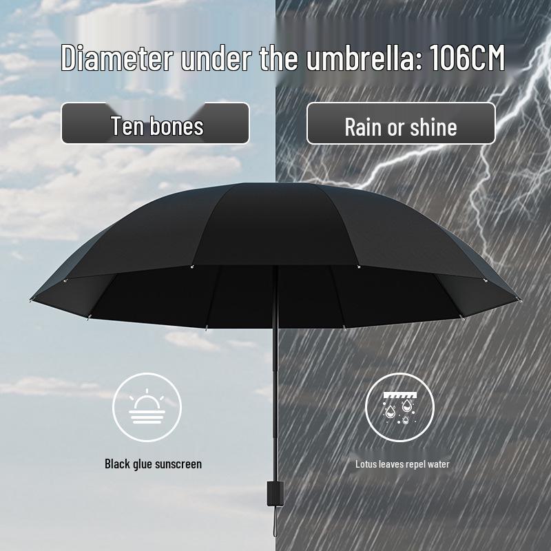 12-Rib Reinforced Folding Umbrella for Men & Women - Dual-Use Sun & Rain Protection, Customizable for Advertising