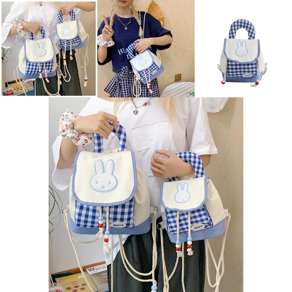 Miffy Cartoon Bunny Mini Backpack For Girls With Nylon Material And Inside Pocket For School Use