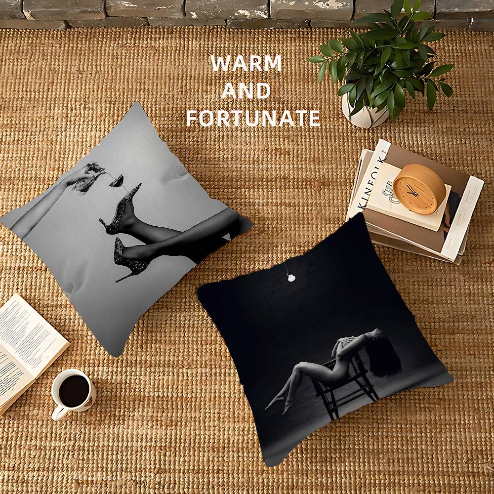 Black and White Sexy Girl Pillow Cover for Bedroom Room and Living Room Sofa Decorative Cushion Cover