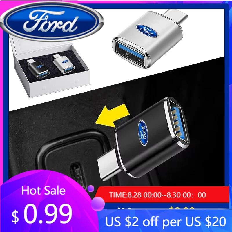 New 2026 Car Sticker Auto Interior Goods Type C To USB 3.0 Car Charging Converter for Ford Mustang Raptor Fiesta Focus 2 3 4 Mon