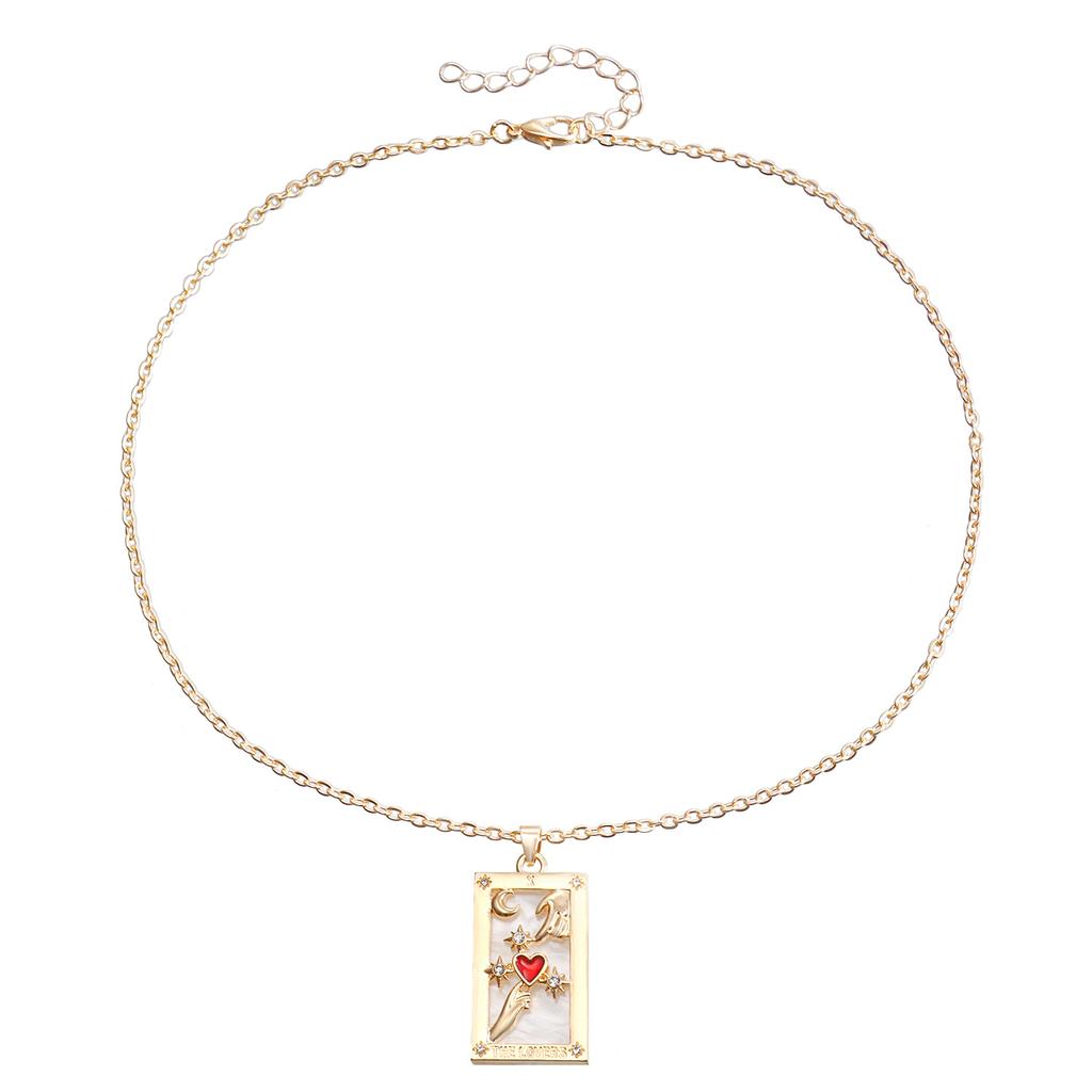 Coloeful Tarot Necklace Star Moon Sun Lovers Magiclan Knight Empress Pendant Necklace for Women
