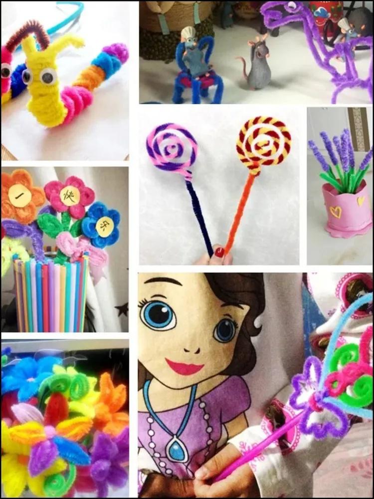 Плюшевая палочка 100 шт., скручивающиеся стержни из синели, проволочная труба, детские игрушки, сделай сам, детская развивающая игрушка, креативные товары для рукоделия