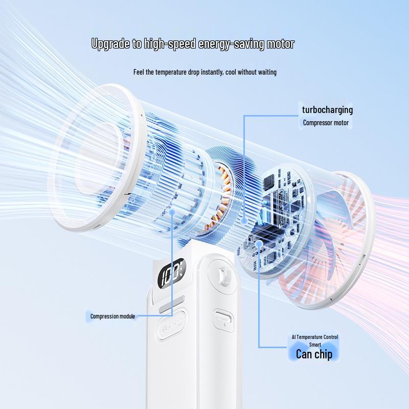 2026 High-Speed Portable Neck Fan: 100 Speeds, USB Rechargeable, Foldable, Strong Wind