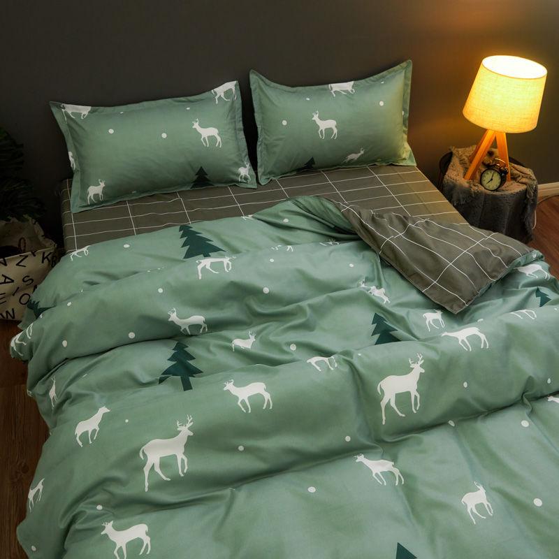 Pure Color Simple Bedding Four-piece Double Duvet Cover Sheet Bedding Set Student Dormitory