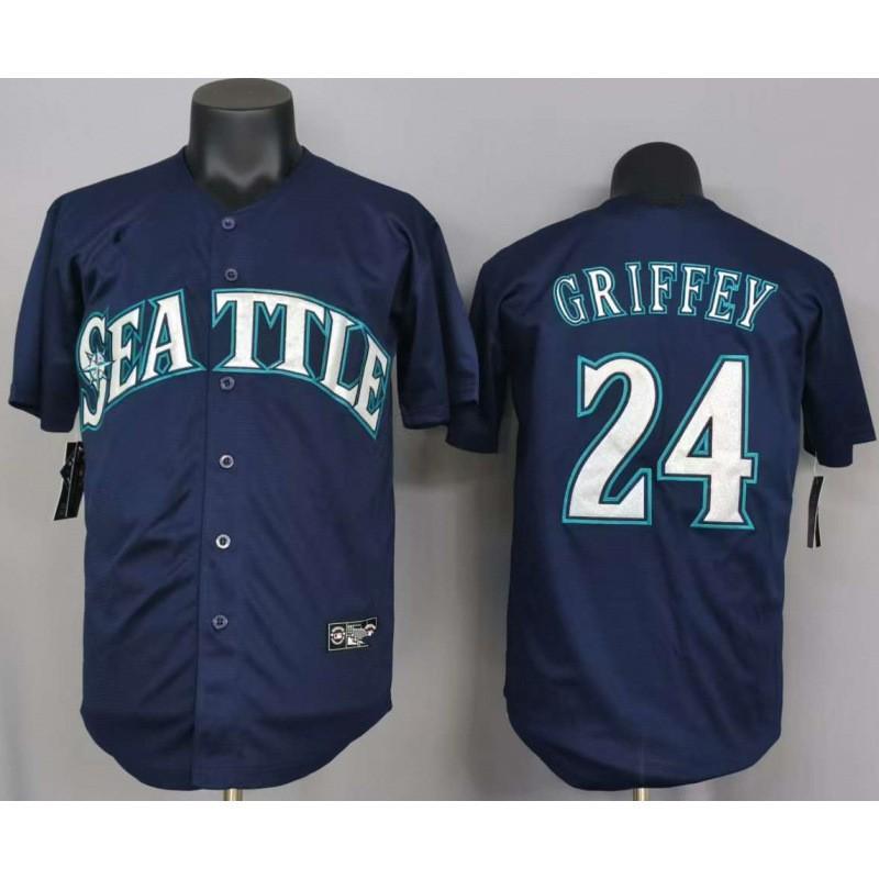 Mens Seattle Mariners 24 Ken Griffey Jr. Embroidered Baseball Jersey Short Sleeve Unisex Fan Shirt