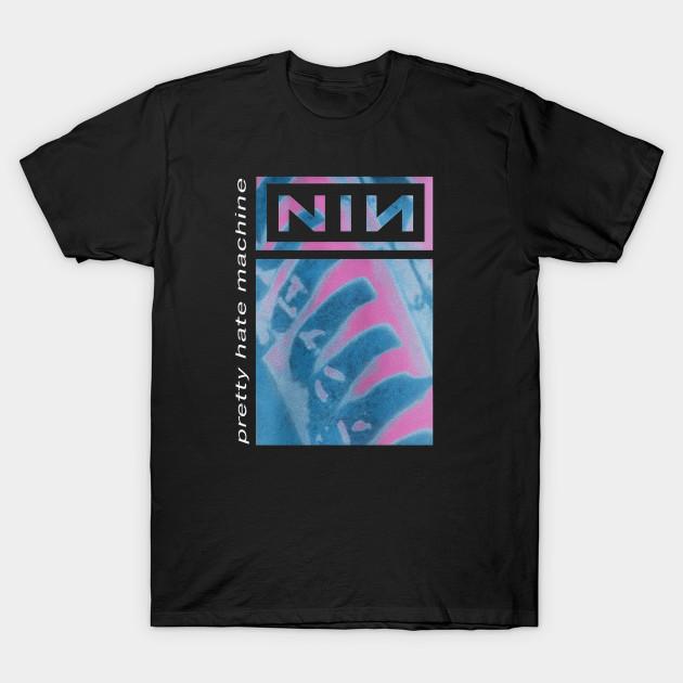 Азиатский размер Мужская черная футболка с принтом Nine Inch Nails Без выреза Термотрансферный принт Хлопковая футболка