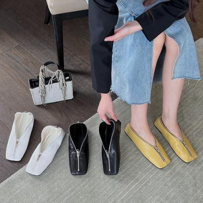 Модные весенние туфли на плоской подошве с квадратным носком, новые брендовые повседневные мокасины на молнии, британские туфли-лоферы для женщин с квадратным носком, женские туфли