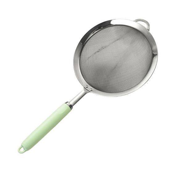 Сетчатый фильтр из нержавеющей стали 304, эргономичная ручка, мелкоячеистый фильтр, ложка, проволочный просеиватель для муки, металлический дуршлаг, скиммер, кухонные принадлежности