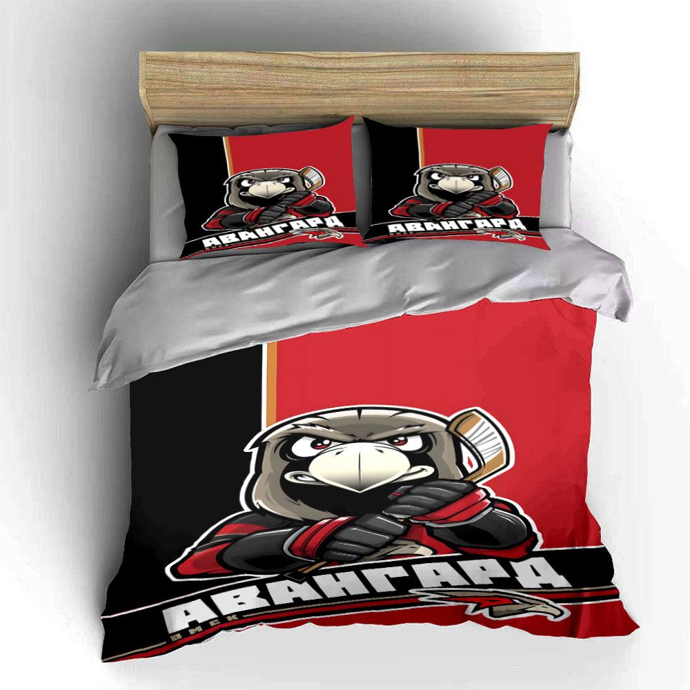 Hockey Eagle Cartoon Design Bedding Set Print Bedding Set Duvet Cover Pillowcases (1* Duvet Cover 2* Pillowcases Do Not Include Comforter)
