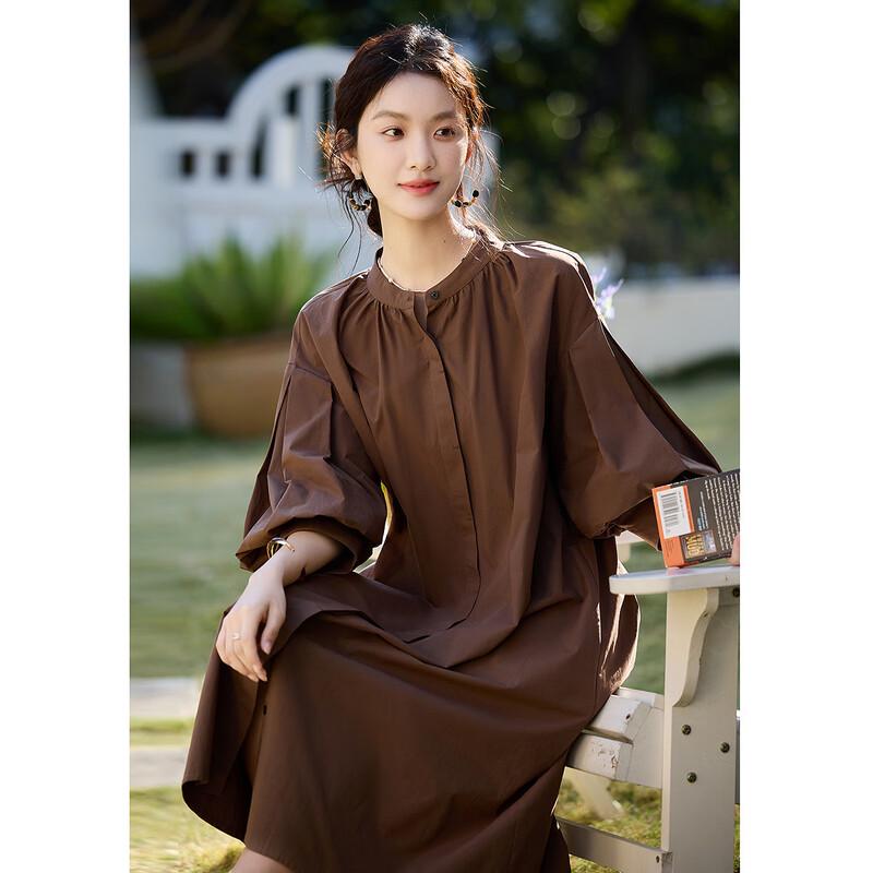 Women's Summer Cotton Lantern Sleeve Midi Dress