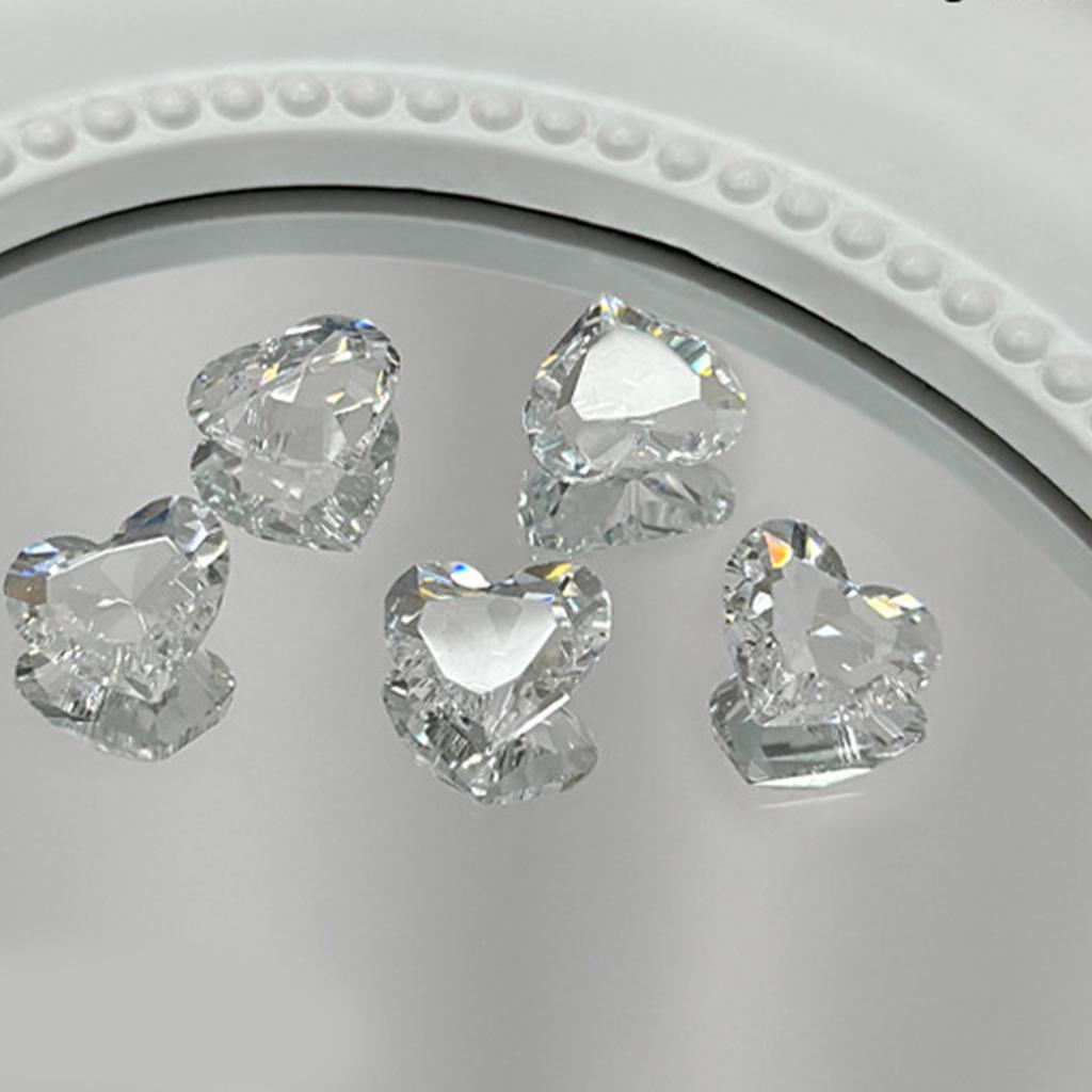 5Pcs Pointed Bottom Nail Rhinestones Gems 3D Mixed Shapes Clear Crystals Diamonds for Nail Phone Case Frame Crafts DIY