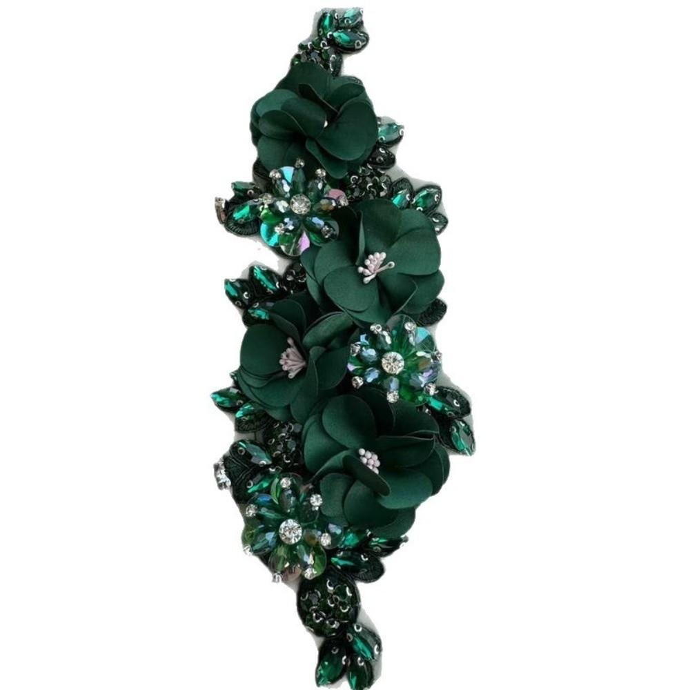 Rhinestone Beaded Diamond Lace Patch Sparkling Glass Bead Rope Embroidery Patch  Couture Shoulder