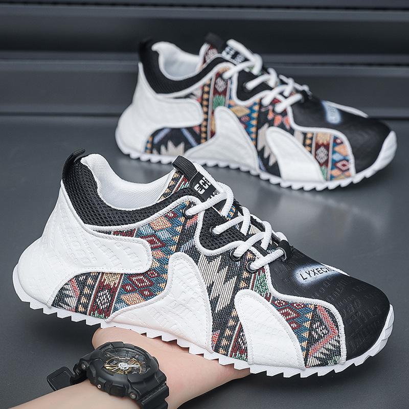Men's shoes spring niche printing Forrest Gump shoes spring and summer sports and leisure thick-soled heightening bag-soled dad shoes