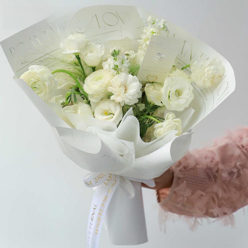 Водонепроницаемая упаковочная бумага для букета цветов «Романтическая любовь» с английским горячим тиснением