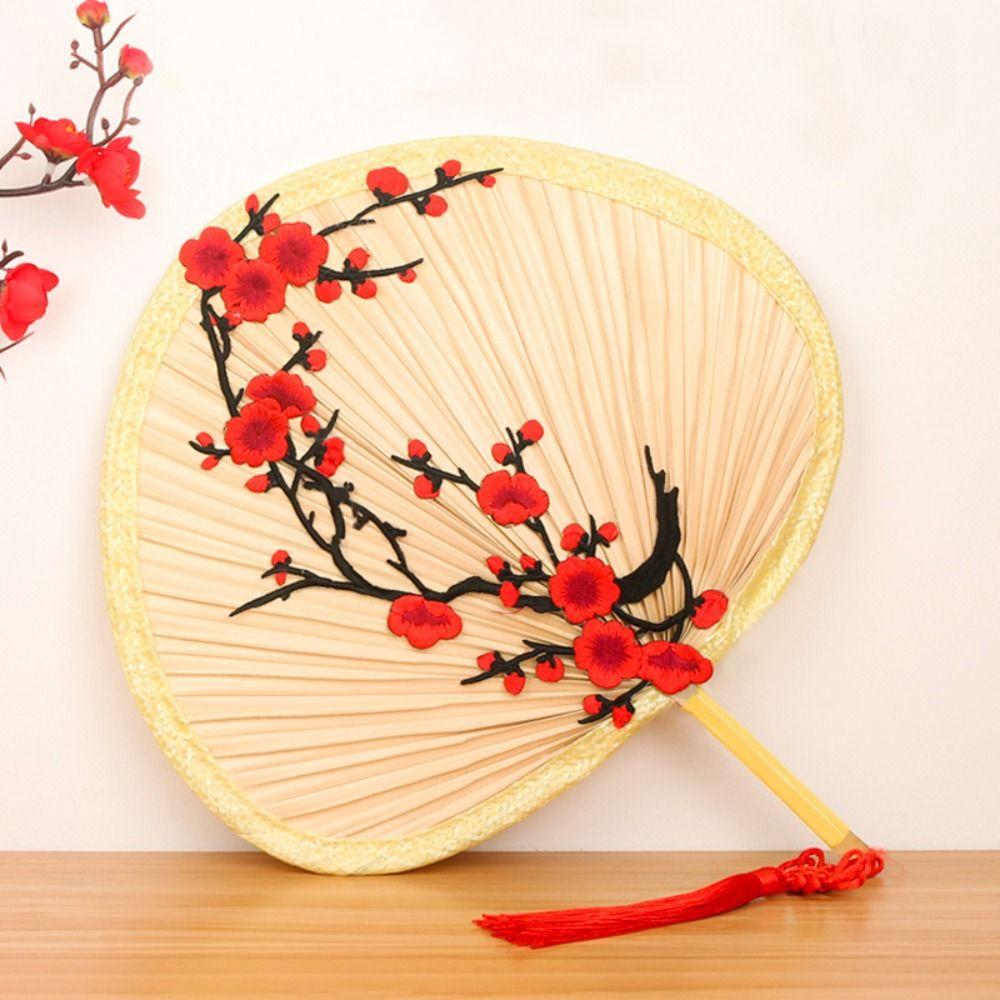 Бамбуковый плетеный веер в китайском стиле, летний, ручной работы, веер из пальмовых листьев, украшение для дома, соломенный веер