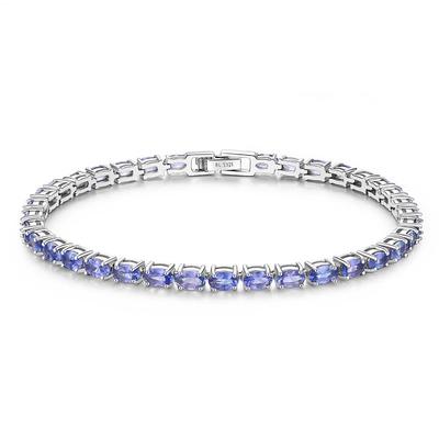 Великолепный легкий роскошный браслет из натурального голубого танзанита с драгоценными камнями из серебра 925 пробы для женщин, подарки на свадьбу и день рождения