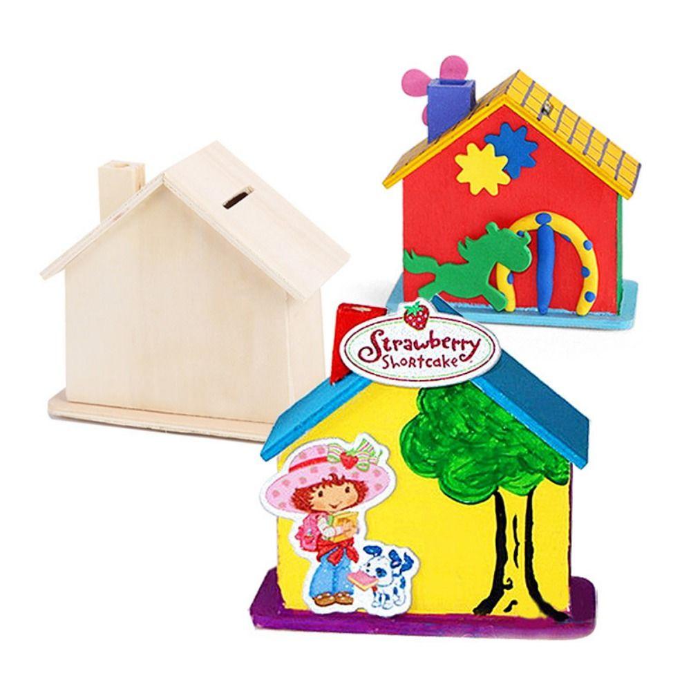Unfinished DIY Painted Storage Jar DIY White Embryo House Mold Small House Piggy Bank Home Decor