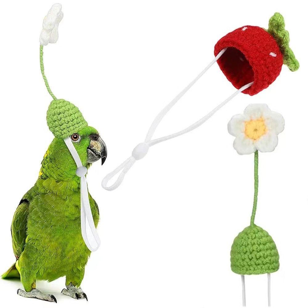 Мультяшная вязаная шапка для питомца Мягкий головной убор для хомяка Маленькие шапочки для мелких животных Для попугая Морской свинки Хомяка