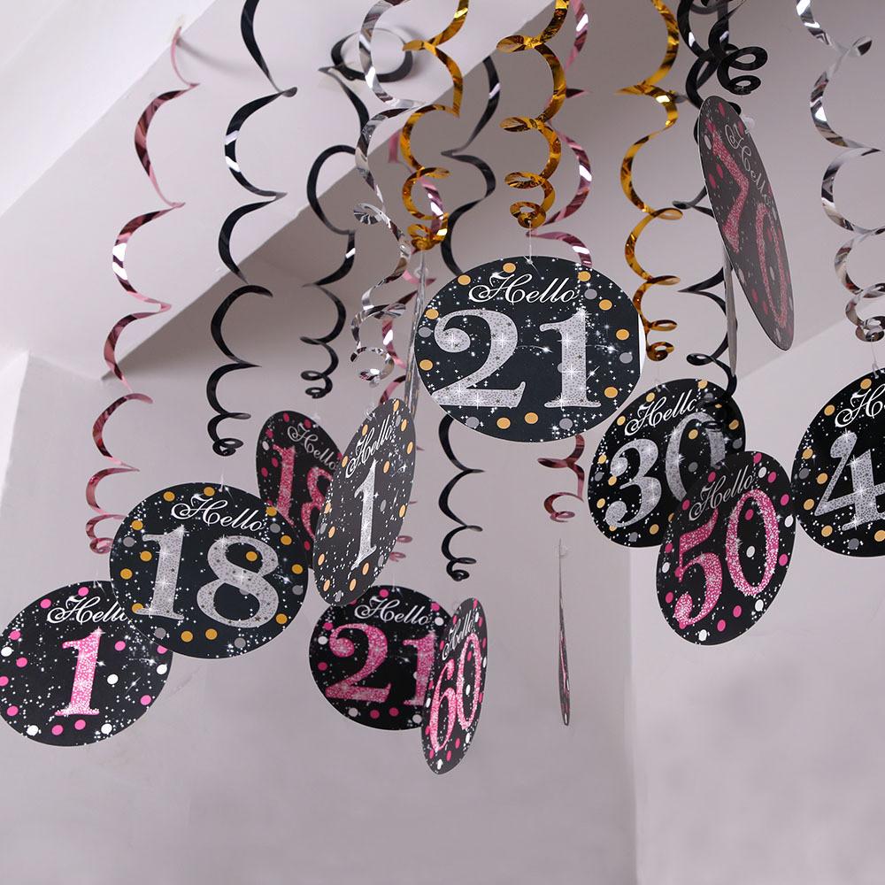 Elegant Spiral Black And Fuchsia 70th Birthday Celebration Party Decorations
