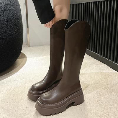 Женские сапоги весна-осень, новые, длинные, сетчатые, красные, высокие, рыцарские сапоги, универсальные, на толстой подошве, тонкие