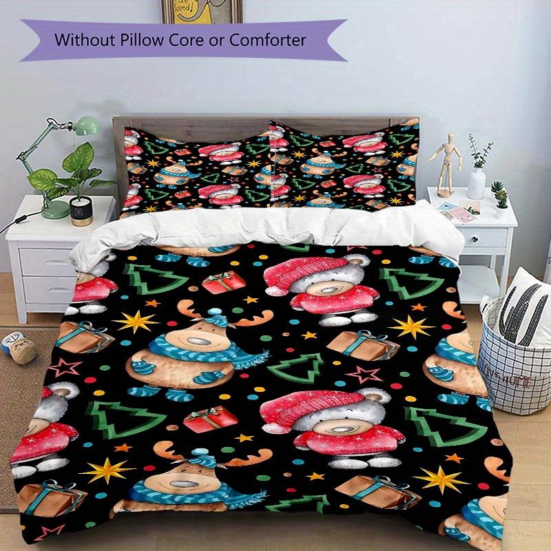 3pcs Christmas Bear Bedding Set, Suitable for Bedroom Decoration, (Includes 1 Duvet Cover And 2 Pillowcases, Quilt Not Included) yy250822121